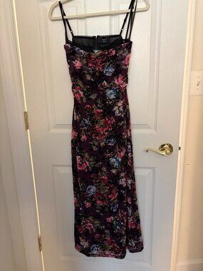 Vici Floral Maxi Dress with Attached Black Balconette Bra Detail